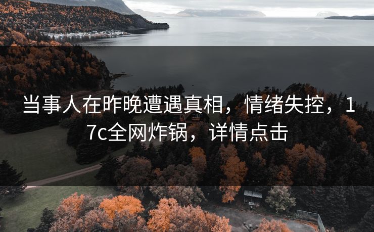 当事人在昨晚遭遇真相，情绪失控，17c全网炸锅，详情点击