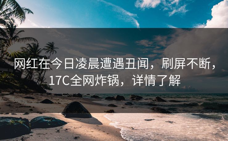 网红在今日凌晨遭遇丑闻,刷屏不断,17C全网炸锅,详情了解 网红在今日凌晨遭遇丑闻,刷屏不断,17C全网炸锅,详情了解