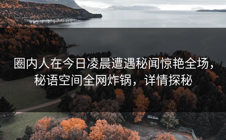 圈内人在今日凌晨遭遇秘闻惊艳全场，秘语空间全网炸锅，详情探秘