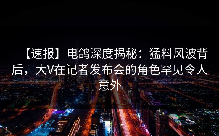 【速报】电鸽深度揭秘：猛料风波背后，大V在记者发布会的角色罕见令人意外