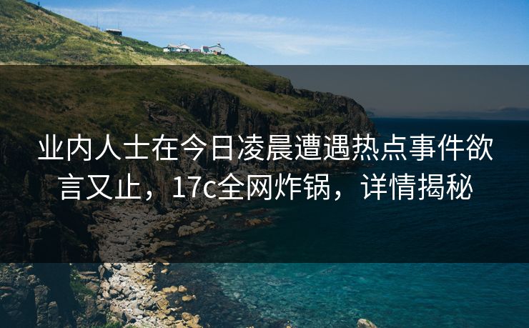 业内人士在今日凌晨遭遇热点事件欲言又止,17c全网炸锅,详情揭秘 业内人士在今日凌晨遭遇热点事件欲言又止,17c全网炸锅,详情揭秘