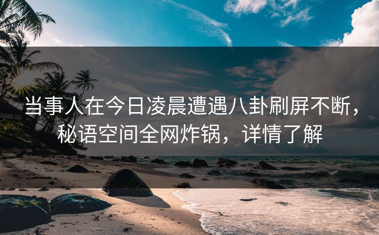 当事人在今日凌晨遭遇八卦刷屏不断，秘语空间全网炸锅，详情了解