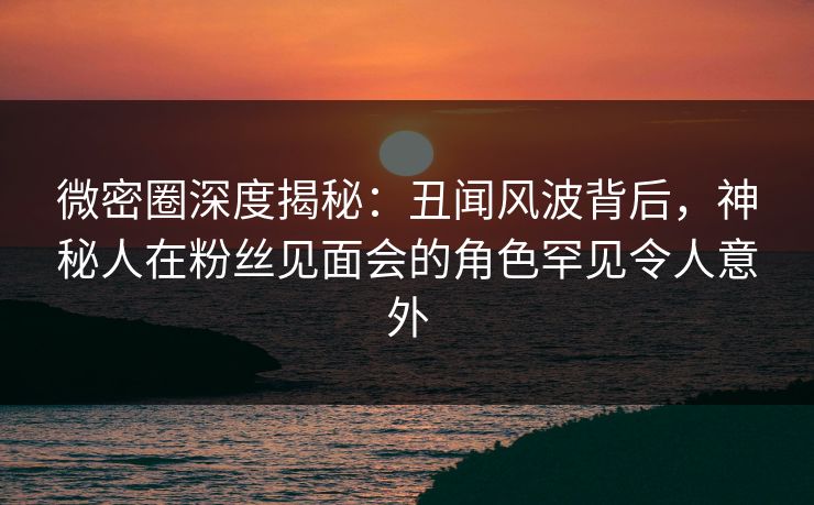 微密圈深度揭秘:丑闻风波背后,神秘人在粉丝见面会的角色罕见令人意外