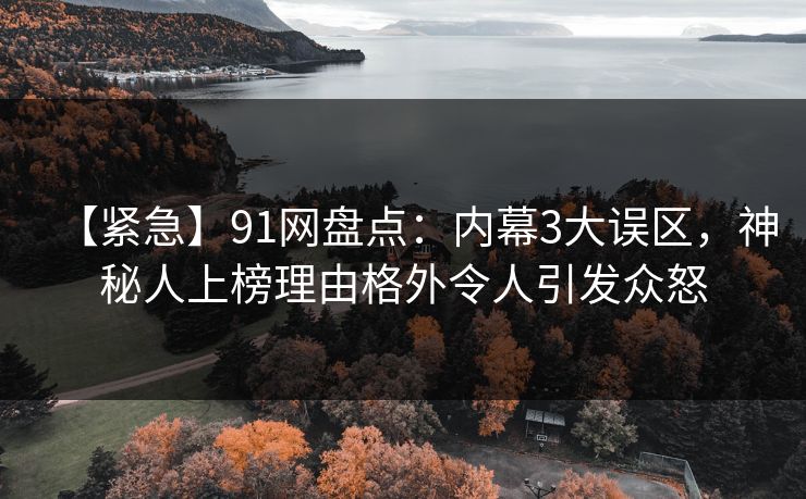【紧急】91网盘点:内幕3大误区,神秘人上榜理由格外令人引发众怒