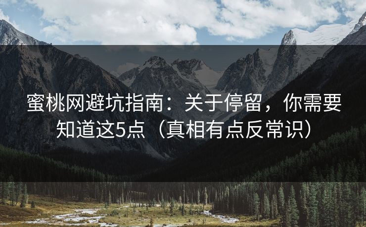 蜜桃网避坑指南：关于停留，你需要知道这5点（真相有点反常识）