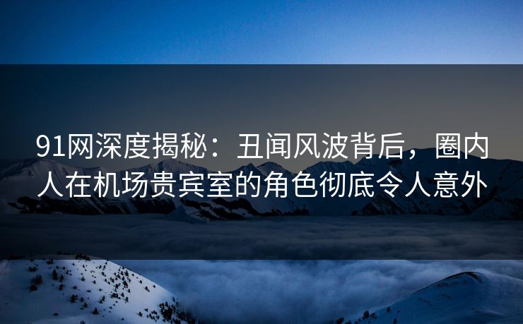 91网深度揭秘：丑闻风波背后，圈内人在机场贵宾室的角色彻底令人意外